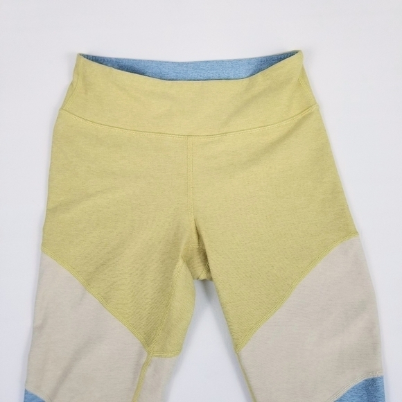 Outdoor Voices colorblock blue yellow 7/8 length activewear leggings womens sz S - Picture 5 of 7